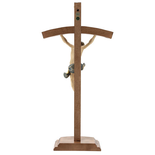 Crucifijo con base cruz curva madera Valgardena coloreada 5