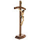 Crucifijo con base cruz curva madera Valgardena coloreada s4