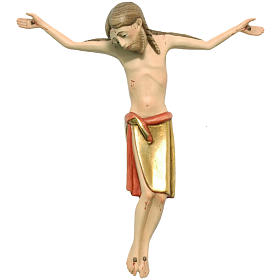 Crucifix, Romanesque style 17cm in coloured Valgardena wood