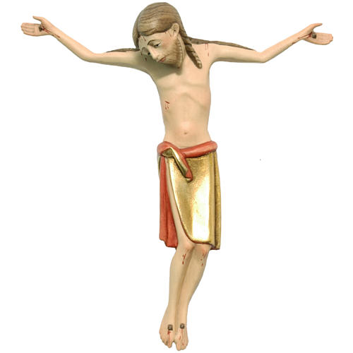 Crucifix, Romanesque style 17cm in coloured Valgardena wood 1