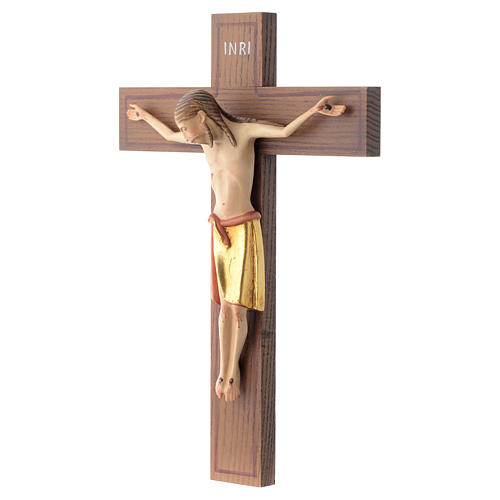 Crucifixo estilo românico 25 cm madeira Val Gardena 2