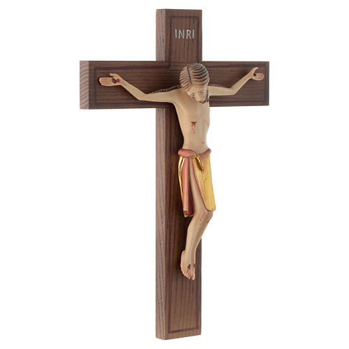 Crucifixo estilo românico 25 cm madeira Val Gardena 3