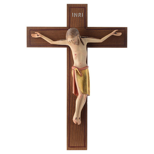 Crucifix, Romanesque style 25cm in Valgardena wood 1
