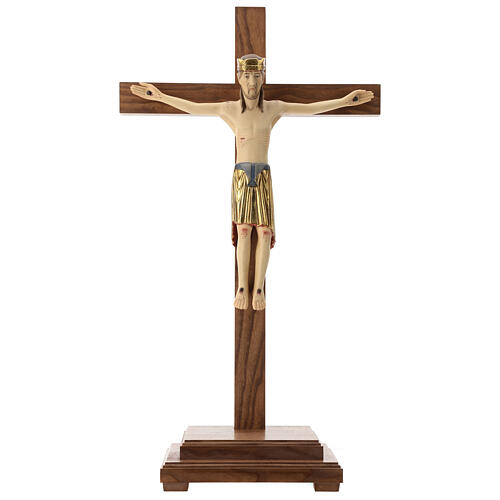 Altenstadt crucifix with base, 52cm in Valgardena wood 1