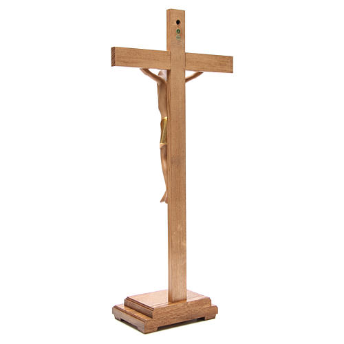 Crucifijo estilizado con base madera Valgardena 3