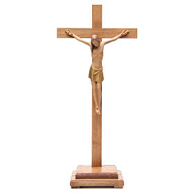 Stylised crucifix with base in Valgardena wood