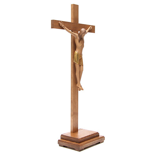 Stylised crucifix with base in Valgardena wood 4