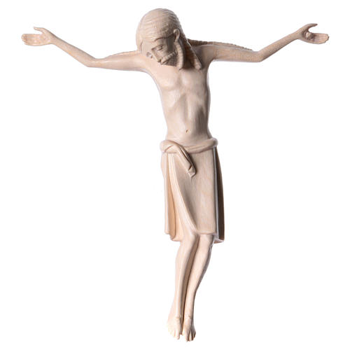 Body of Christ in Romanesque style, Valgardena wood, natural wax 1