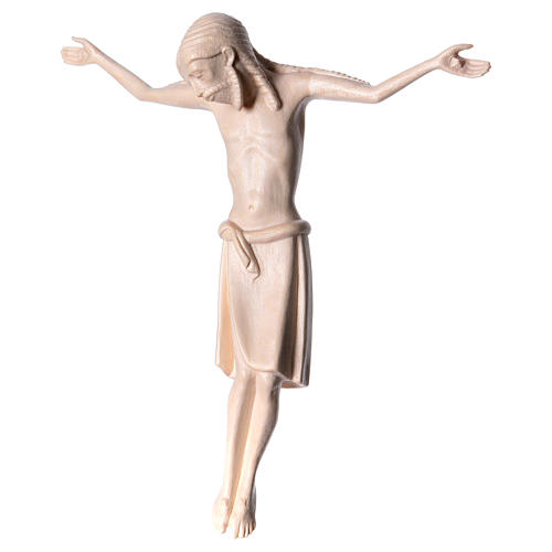 Body of Christ in Romanesque style, Valgardena wood, natural wax 2