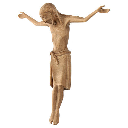 Body of Christ in Romanesque style, Valgardena wood, patinated 3