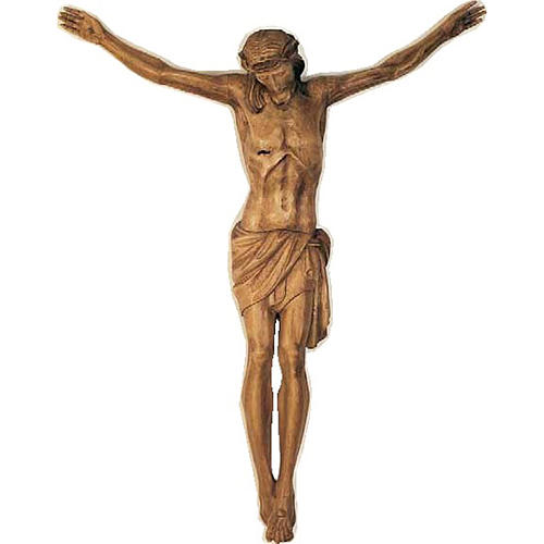 Corps du Christ en bois peint 100 - 90cm 1