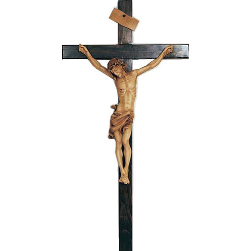 Crucifix in painted wood 55cm 1