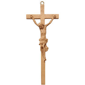 Crucifix d'une seule pièce 16 cm bois patiné Valgardena