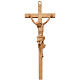 Crucifix d'une seule pièce 16 cm bois patiné Valgardena s1