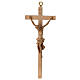 Crucifix d'une seule pièce 16 cm bois patiné Valgardena s1