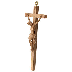 Crucifixo de uma peça 16 cm madeira Val Gardena patinada