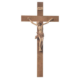 Crucifix, Corpus model, straight in multi-patinated Valgardena w