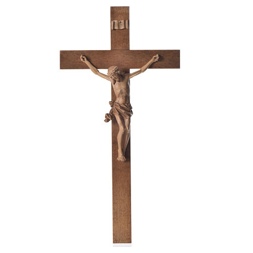 Crucifix, Corpus model, straight in multi-patinated Valgardena w 5