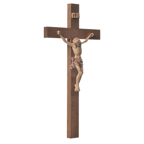 Crucifix, Corpus model, straight in multi-patinated Valgardena w 10