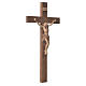 Crucifixo mod. Corpus cruz recta madeira Val Gardena pátina múltipla s10
