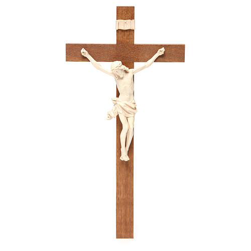 Crucifijo modelo Corpus, cruz recta madera Valgardena encerada 1