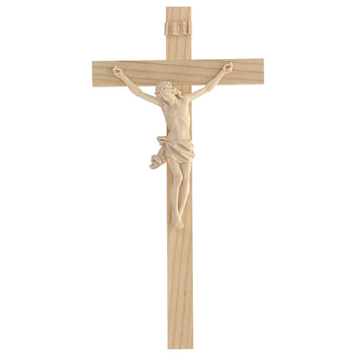 Crucifijo modelo Corpus, cruz recta madera Valgardena natural 1