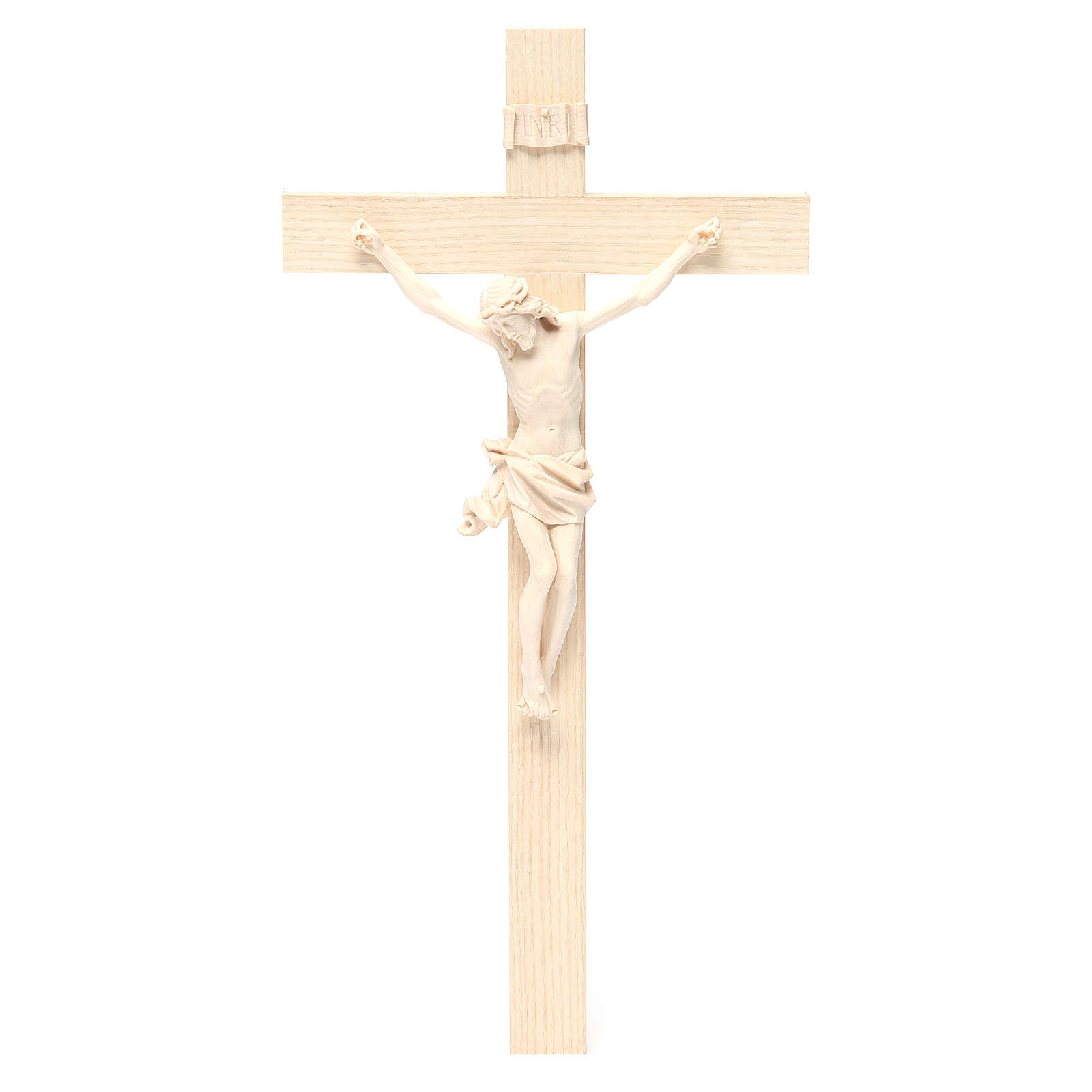 Holyart Crocifisso In Legno Dipinto A Mano - Veste Rossa E Oro, Croce Naturale 12x7 Cm - Artigianato Valgardena, Regalo Religioso