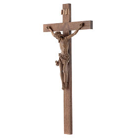 Crucifix, Corpus model, straight in patinated Valgardena wood