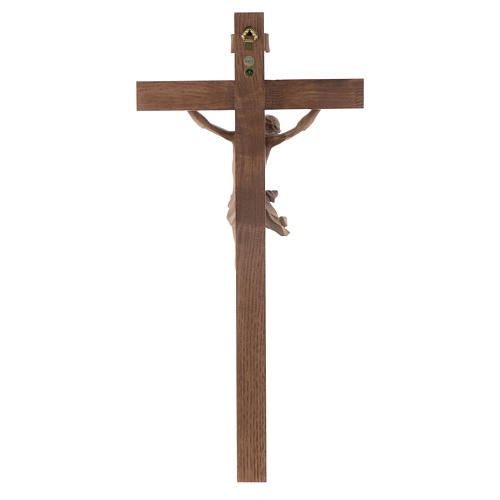 Crucifijo modelo Corpus, cruz recta madera Valgardena patinada 4