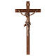 Crucifijo modelo Corpus, cruz recta madera Valgardena patinada s1
