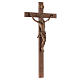 Crucifijo modelo Corpus, cruz recta madera Valgardena patinada s3