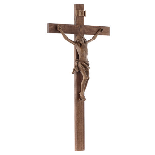 Crucifix droit mod. Corpus bois patiné Valgardena 3