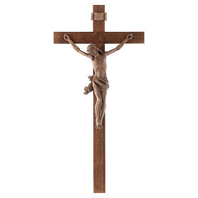 Crucifix, Corpus model, straight in patinated Valgardena wood