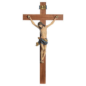 Crucifix, straight, Corpus model in antique gold Valgardena wood