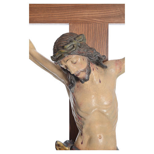 Crucifix, straight, Corpus model in antique gold Valgardena wood 5