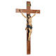 Crucifijo modelo Corpus, cruz recta madera Valgardena Antiguo do s9