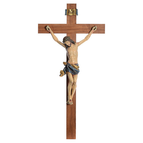 Crucifix, straight, Corpus model in antique gold Valgardena wood 1