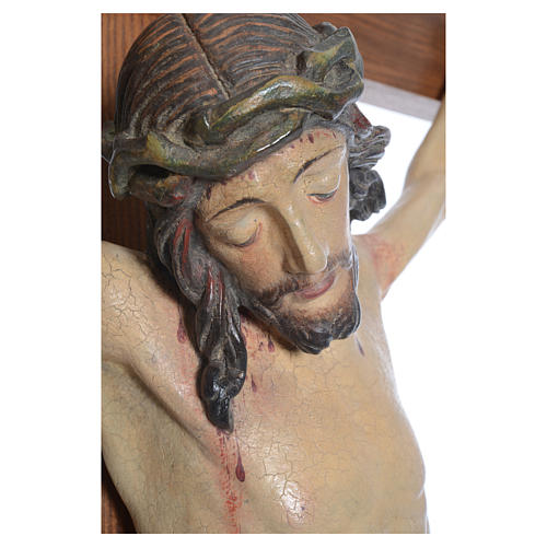 Crucifix, straight, Corpus model in antique gold Valgardena wood 2