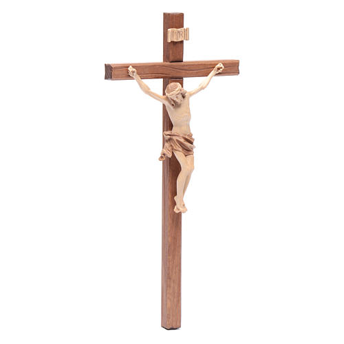 Crucifix mod. Corpus droit bois patiné multinuance Valgardena 3