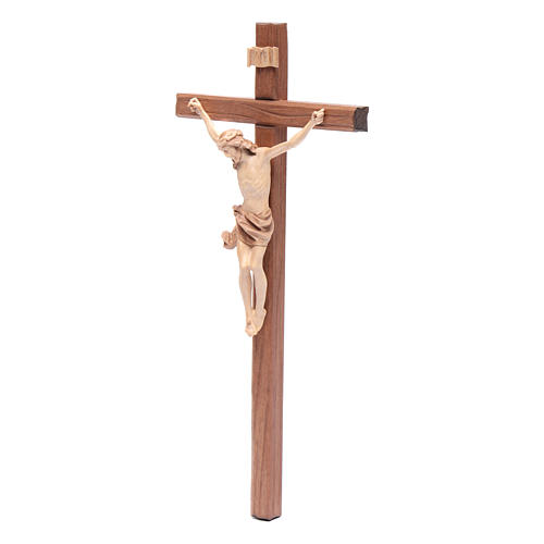 Crucifixo cruz recta mod. Corpus madeira Val Gardena pátina múltipla 2