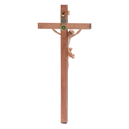 Crucifix, straight, Corpus model in multi-patinated Valgardena w 4