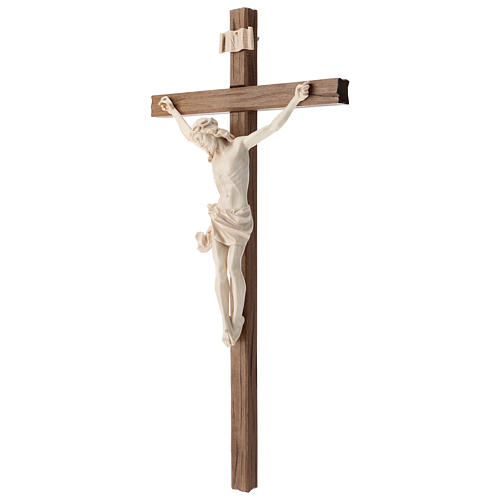 Crucifix, straight, Corpus model in natural wax Valgardena wood 3