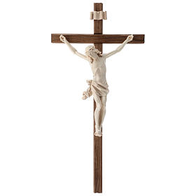 Crucifijo, cruz recta madera Valgardena encerada, modelo Corpus