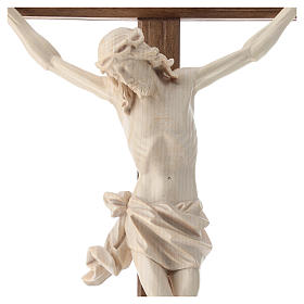 Crucifix, straight, Corpus model in natural wax Valgardena wood