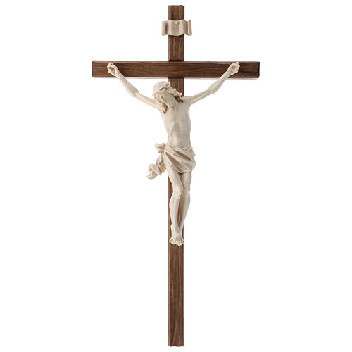Crucifix, straight, Corpus model in natural wax Valgardena wood 1