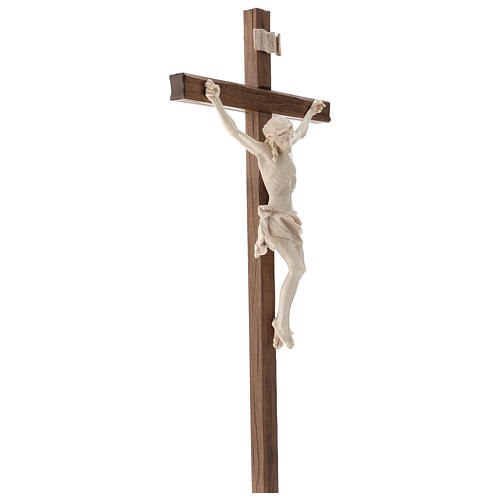 Crucifix, straight, Corpus model in natural wax Valgardena wood 4