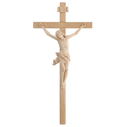 Crucifix, straight, Corpus model in natural Valgardena wood 1