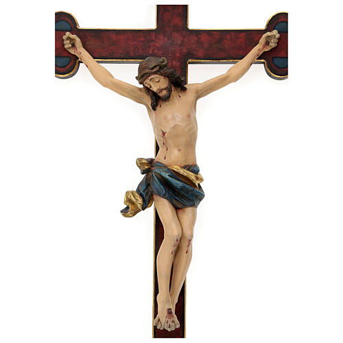 Crucifix, trefoil, Corpus model in antique gold Valgardena wood 2