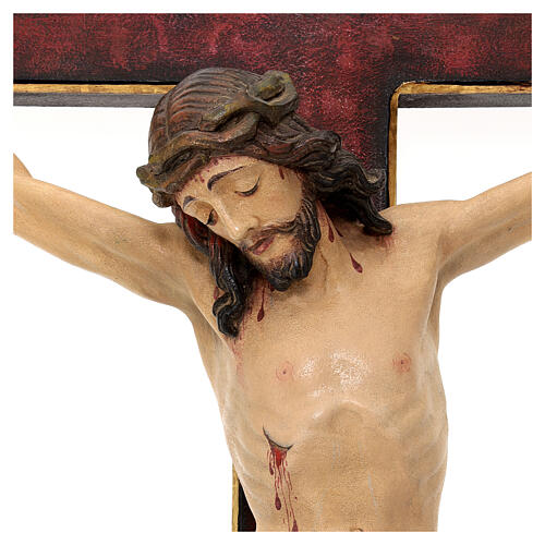 Crucifix, trefoil, Corpus model in antique gold Valgardena wood 3