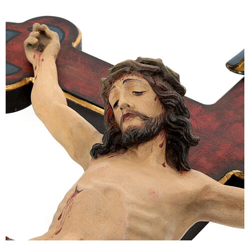 Crucifix, trefoil, Corpus model in antique gold Valgardena wood 4